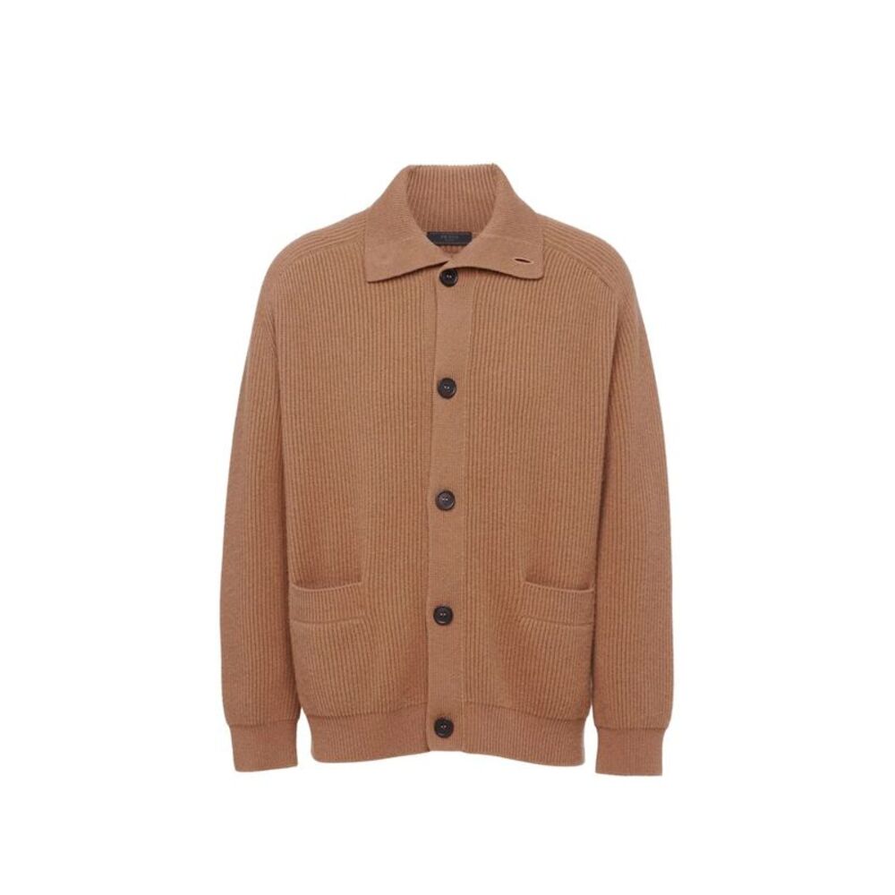 Prada Ribbed Knit Cashmere Cardigan Men
